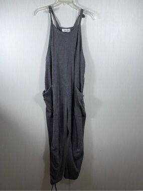 Taylor Grace Gray Ribbed Jumpsuit pockets no shape comfort errands
